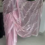 Pink shimmery organza saree