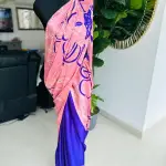 Stunning Pink & Purple Designer Satin Silk Saree