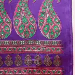 Peacock Blue And Green Satin Crepe Printed Saree