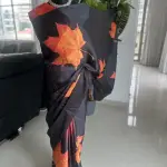 Lucaya Vol 2 Black Satin Silk Saree With Rich Print