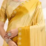 Gold two tone Ombre crepe party saree