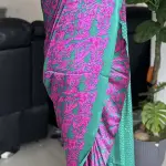 Magenta & pink modern satin silk crepe saree