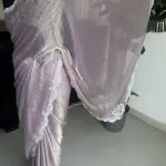 Light purple shimmery party saree with Swarovski stonework