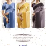 Gold two tone Ombre crepe party saree
