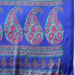 Carmine Pink And Blue Satin Crepe Printed Saree