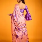 Stunning Pink & Purple Designer Satin Silk Saree