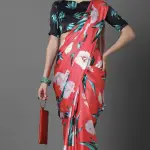 Super demanding digital printed satin crepe silk saree