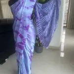 Purple tie & dye satin silk saree