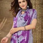 Purple tie & dye satin silk saree