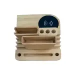 BambooNest™ Premium Wood Desk Organizer with Fast Wireless Charger