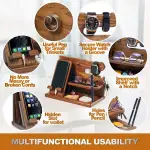 Solid Wood Mobile Phone Storage Rack, Home Watch and Earphone Organizer, Wooden Jewelry and Key Storage Rack
