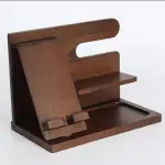 Solid Wood Mobile Phone Storage Rack, Home Watch and Earphone Organizer, Wooden Jewelry and Key Storage Rack