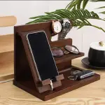 Solid Wood Mobile Phone Storage Rack, Home Watch and Earphone Organizer, Wooden Jewelry and Key Storage Rack