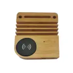 BambooNest™ Premium Wood Desk Organizer with Fast Wireless Charger