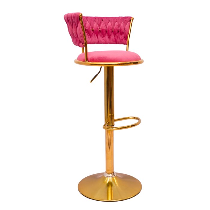 Gold Premium Velvet Bar stool (FT-BJ151 )Bubblegum pink
