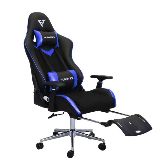 FURNITEX - Gaming Chair with 4D Armrest and Foot Rest (FT-G2 PRO ) Glossy Blue