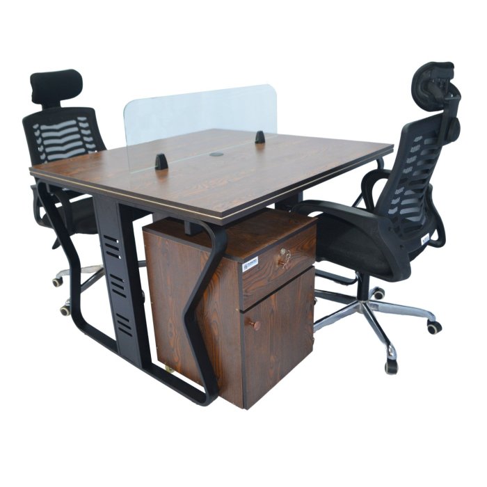 Workstation Office Table for 2 Person with Front Table(FT-003) Black
