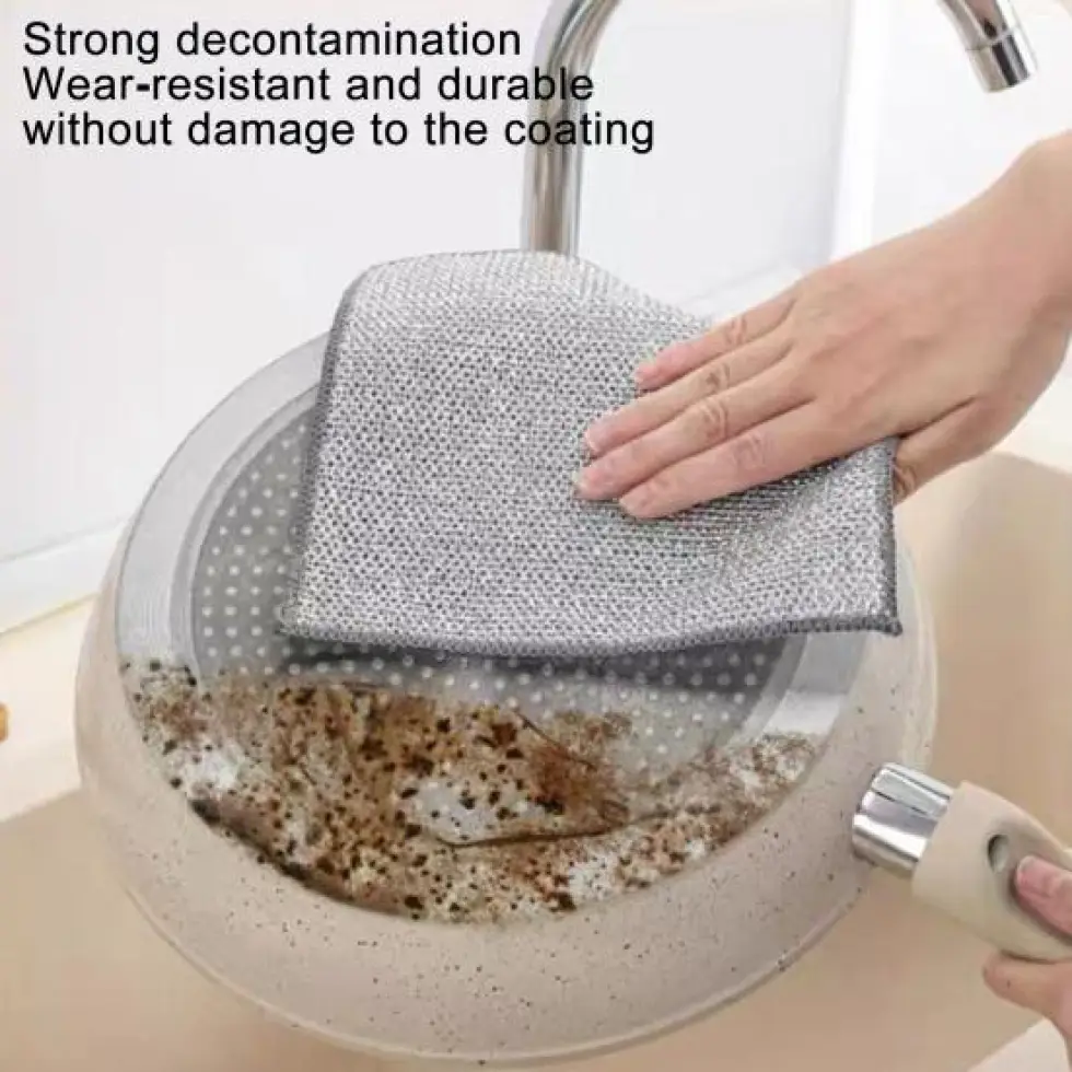 Magic Dishwashing Towel Metal Steel Wire Cleaning Rag 10 pcs - nmartbd.com
