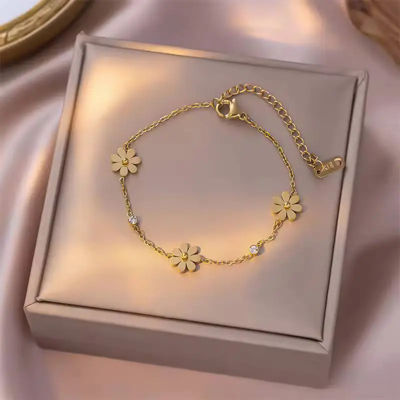 Stainless Steel Flower Bracelet
