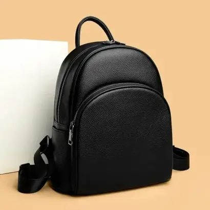 Women's Leather Backpack Black