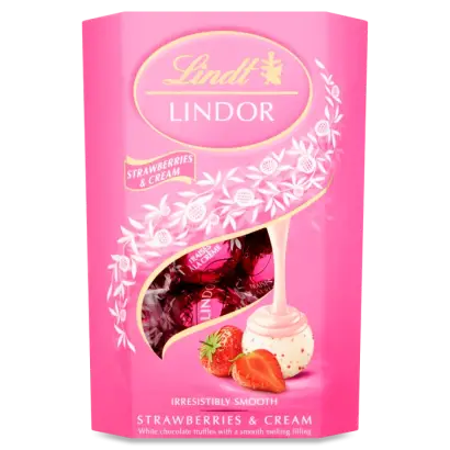 Lindt Lindor Strawberries & Cream Chocolate Truffles Box 200g