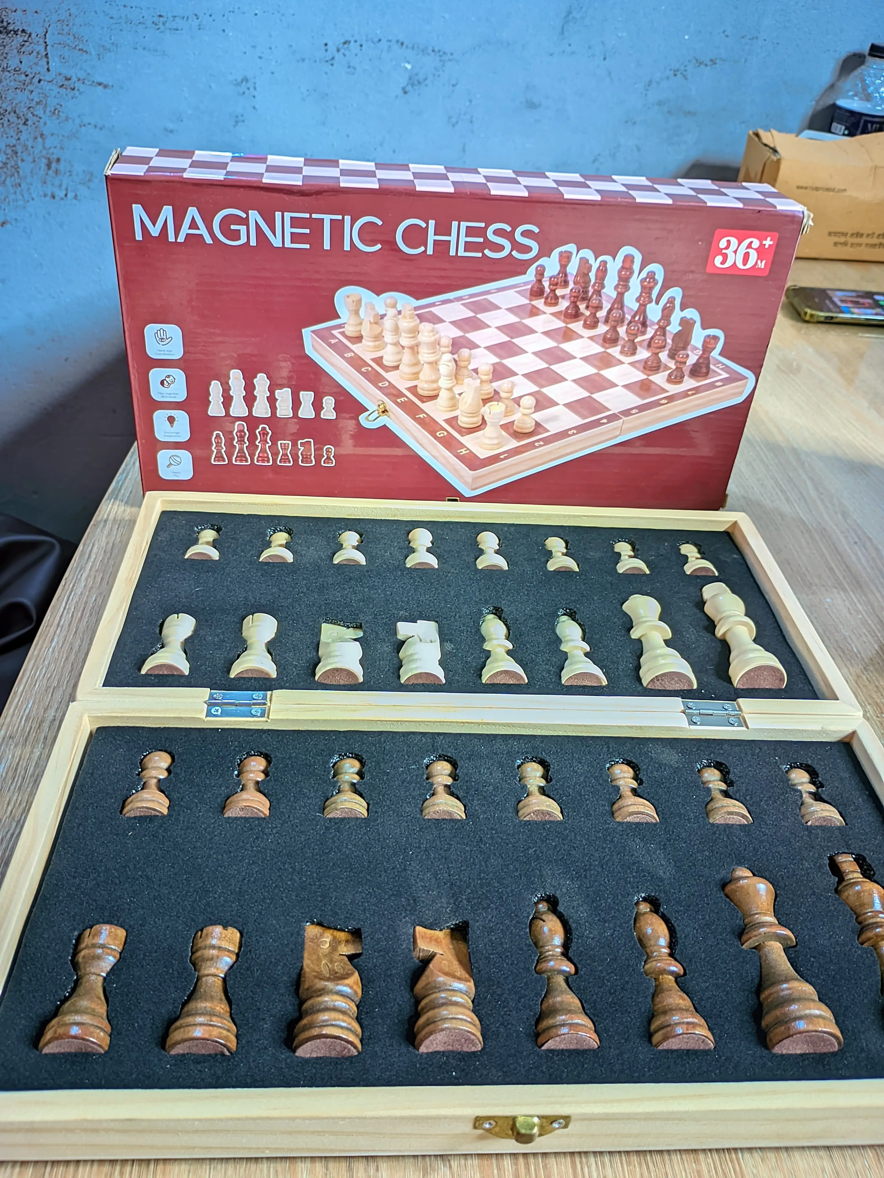 36" Wooden Chess Sets - Chess & Checkers Board Game |Chess Set | Chess Board Set | Chess Sets for Adults & Kids | Checkers Game