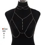 Fashionable Diamond Garden Bead Chain Body Chain Decorated with Sparkling Diamond Pendant Tassel Necklace Chest Chain Fashionable Women's European and American Trendy Chain