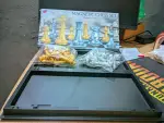 Chess Checkers Board Game Set,Golden are Silver Magnetic Folding Travel Board Game Educational Toys/Gift for Kids and Adults