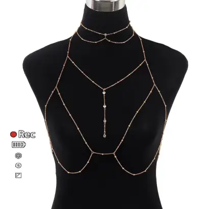 Fashionable Diamond Garden Bead Chain Body Chain Decorated with Sparkling Diamond Pendant Tassel Necklace Chest Chain Fashionable Women's European and American Trendy Chain
