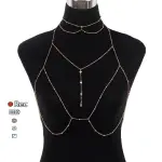 Fashionable Diamond Garden Bead Chain Body Chain Decorated with Sparkling Diamond Pendant Tassel Necklace Chest Chain Fashionable Women's European and American Trendy Chain