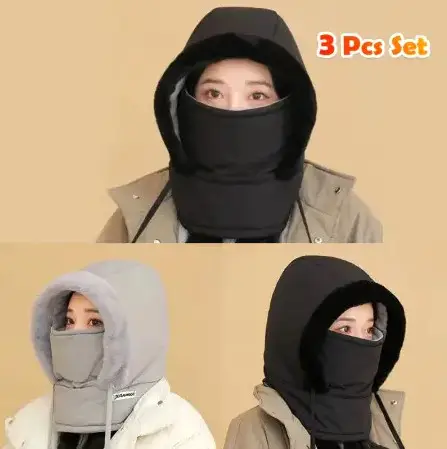 3 Pcs Set Winter Thick Warm Windproof Hat with Ear Flaps