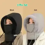 2 Pcs Black & Ash Color Winter Thick Warm Windproof Hat with Ear Flaps